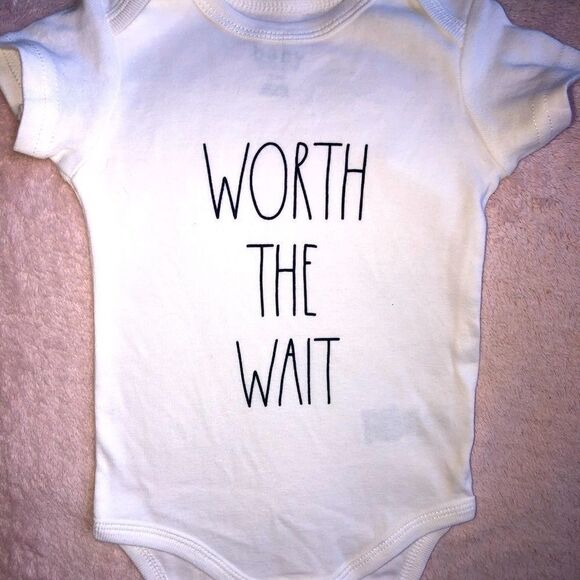 NWOT Baby 6-9M Rae Dunn Worth The Wait Onesie - Picture 1 of 4